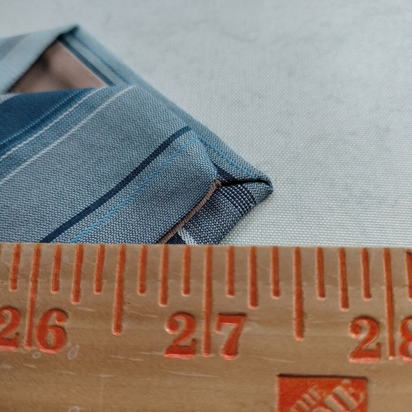 Vintage Cappuccino Golden Clip Gray Blue Diagonal Stripes Tie Necktie Retro 70s - Picture 6 of 8